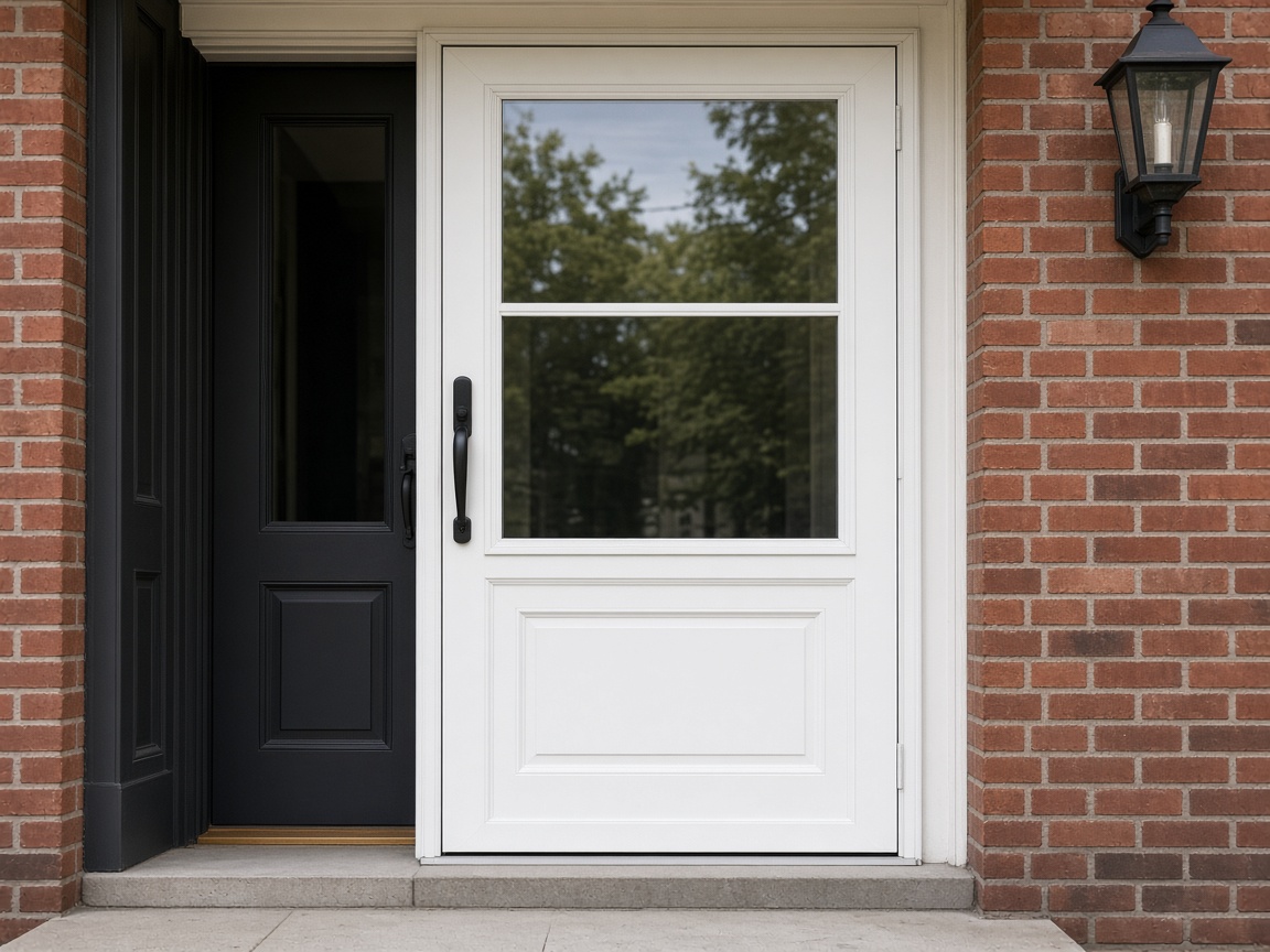 Half lite aluminum storm door